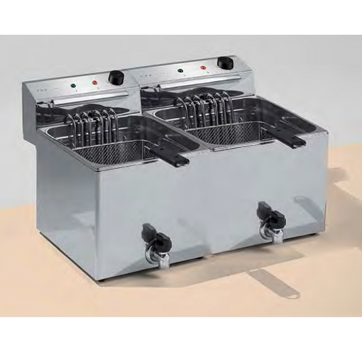 Picture of Electric double fryer with faucet, 10 Lt oil capacity  in each basket